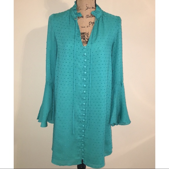 Chelsea & Violet Teal Swiss Dot Dress. Size XS. - Picture 2 of 8